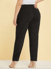  High Rise Button Decor Stretch Pants