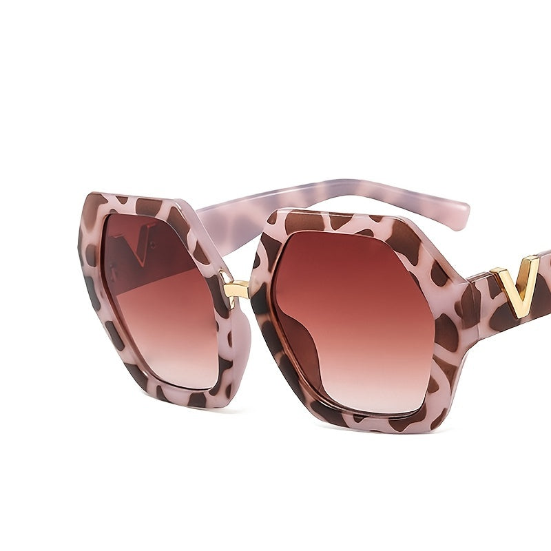 Hexagonal Vintage Oversized Women Sunglasses 1960s Thick Frame Polygonal Glasses