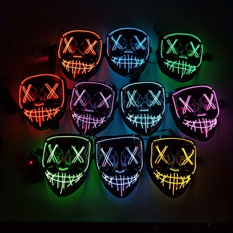 Men's Light Up Mask Led Light Up Cyberpunk Mask Halloween Dress Up Mask