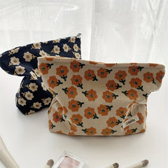 Flower Pattern Carry On Bag Zipper Portable Cosmetic Bag
