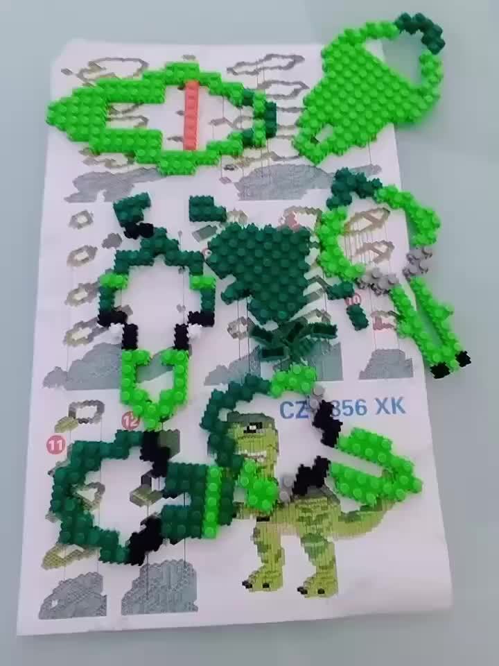 Green Dinosaur Brick Toy - DIY 3D Puzzle for Christmas & Birthdays