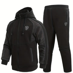 Men's Zip Up Warm Jacket & Drawstring Pants Set