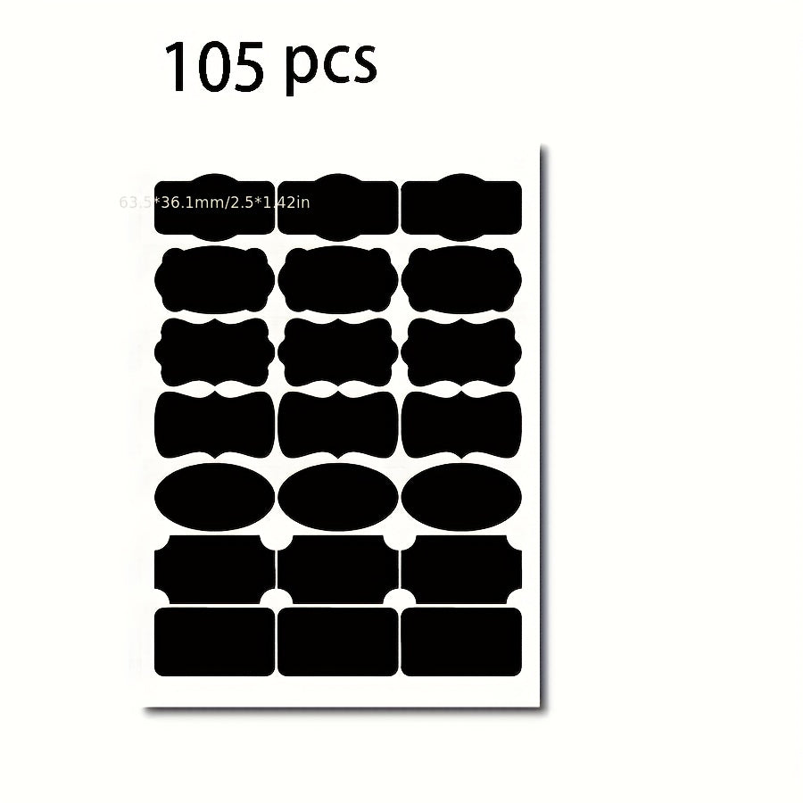 105pcs Geometric Pattern PVC Label Stickers for Kitchen and Stationery