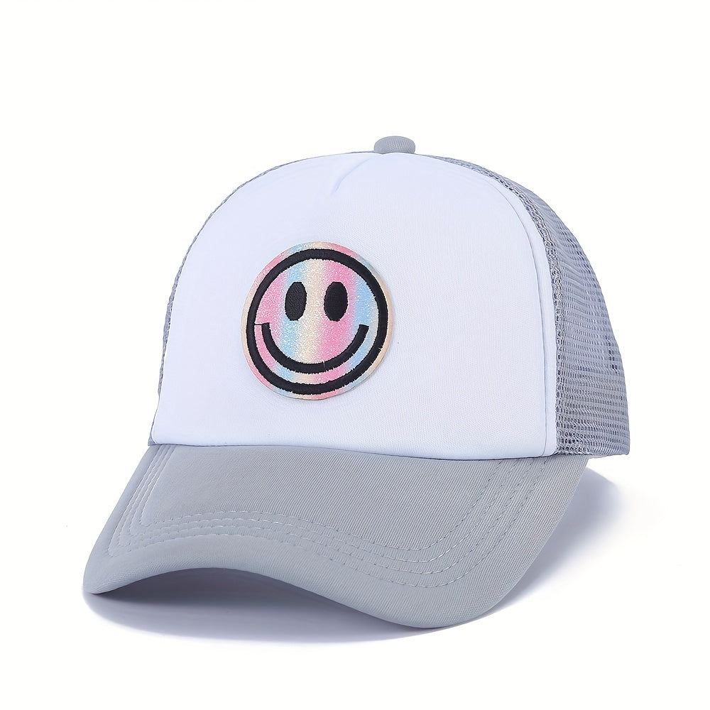 Men's Laser Happy Face Labeling Sponge Adjustable Baseball Cap