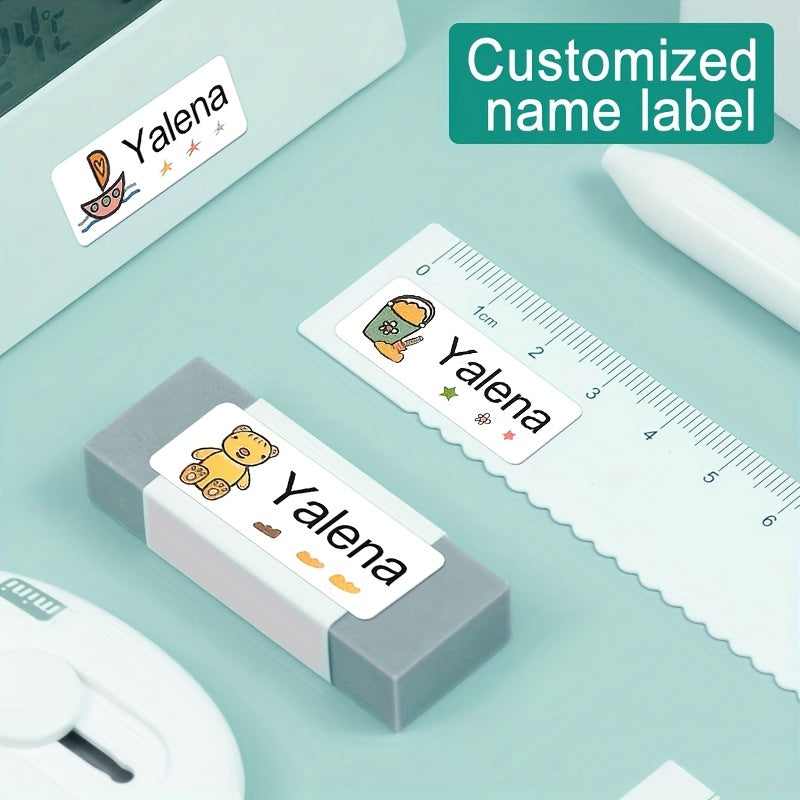 60 Personalized Name Stickers Waterproof Labels MEDIUM 3x1 for Children School