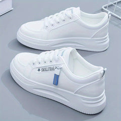 Women's Platform Skate Shoes Lace Up Low Top Sneakers Round Toe Sports Shoes
