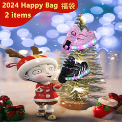 Girl's LED Light Up Roller Shoes Hook & Loop Fastener Skate Sneakers