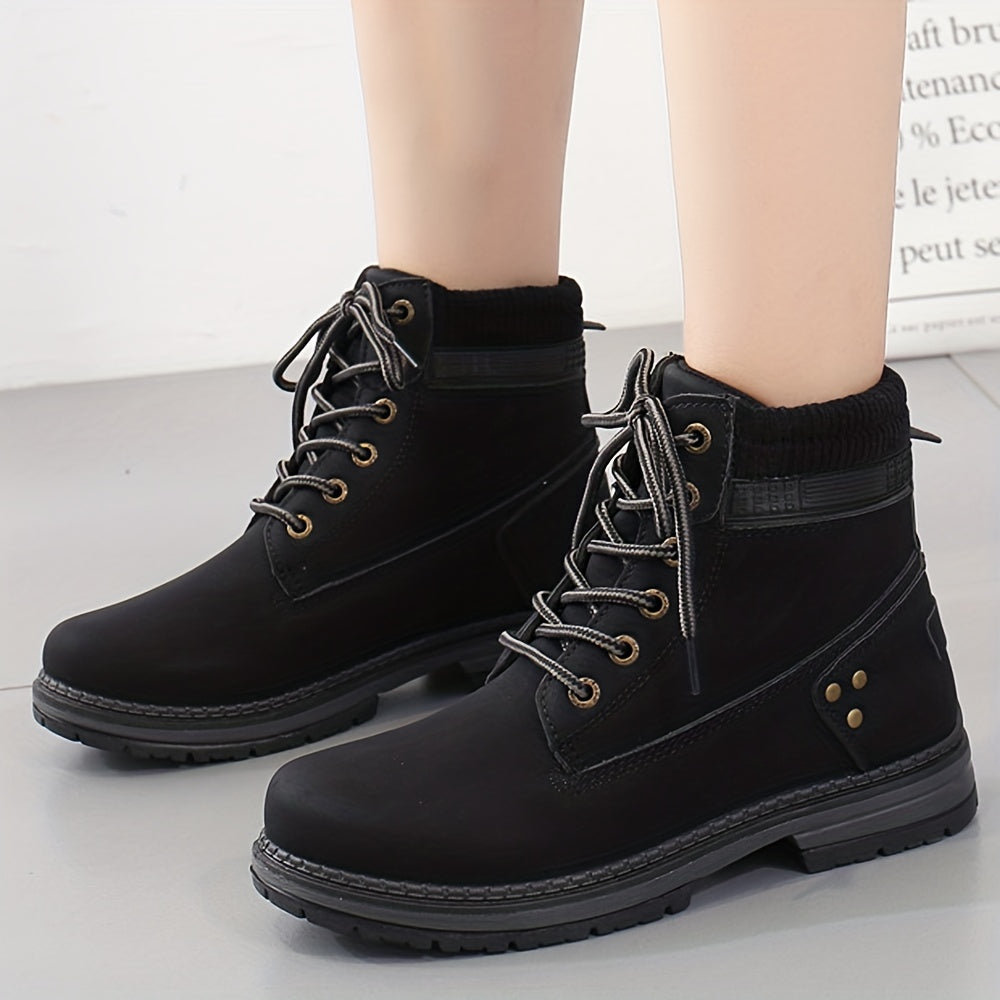 Women's Solid Snow Boots Non Slip Round Toe Casual Walking Boots