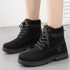 Women's Solid Snow Boots Non Slip Round Toe Casual Walking Boots