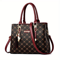 Vintage Geometric Print Tote Bag Retro Top Handle Satchel Purse