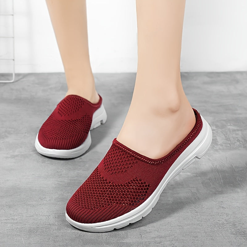 Women's Mesh Hollow Out Slip On Mules Flat Casual Shoes