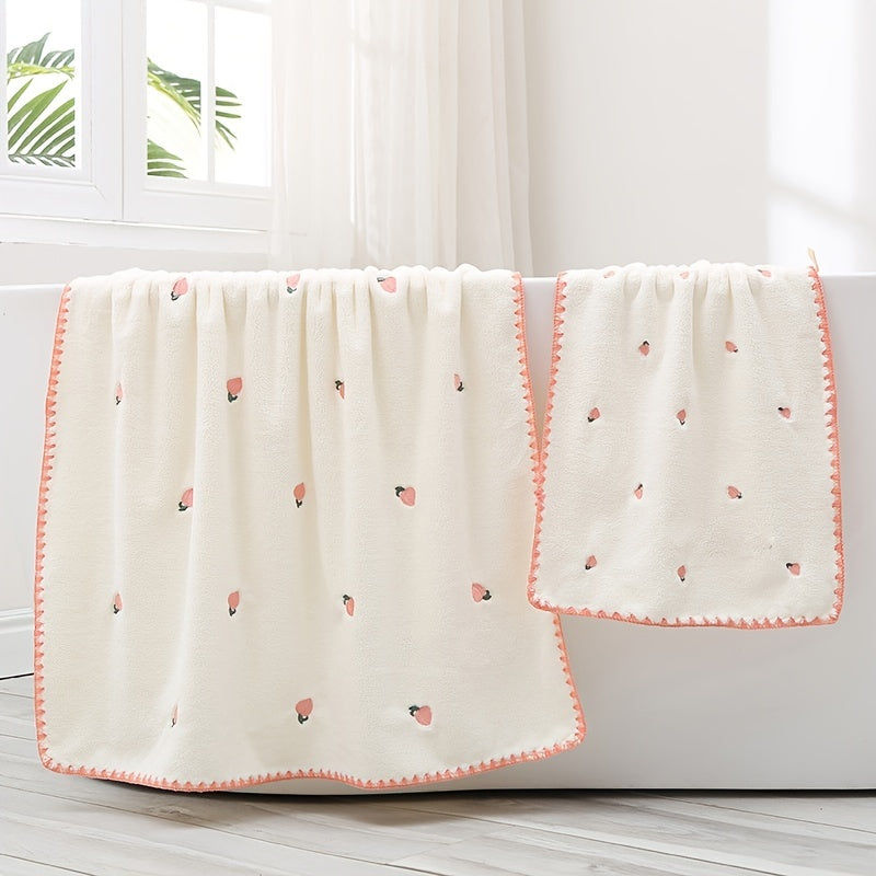 Peach Lemon Bath Towel Set Thick Absorbent No Hair Shedding