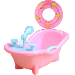 Bathroom Toy Set with Bathtub and Swimming Ring for Dolls