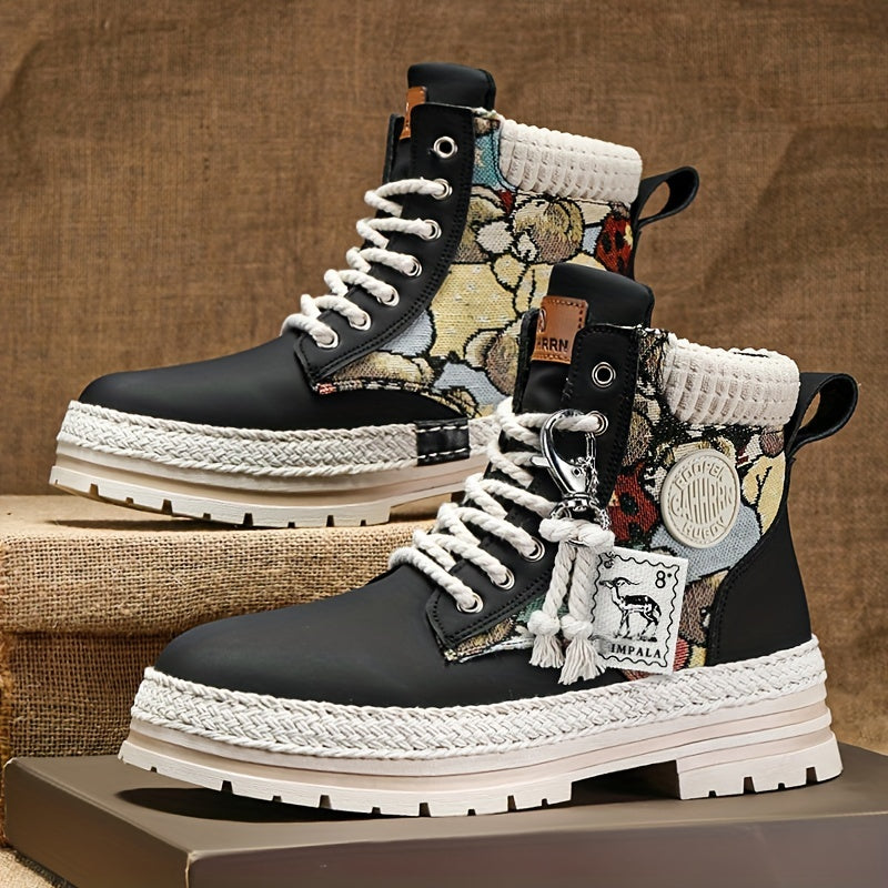 Men's High Top PU Leather Boots Comfy Casual Sneakers