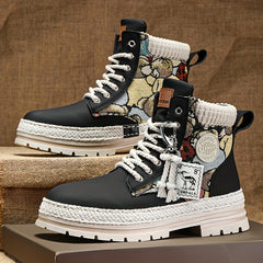 Men's High Top PU Leather Boots Comfy Casual Sneakers