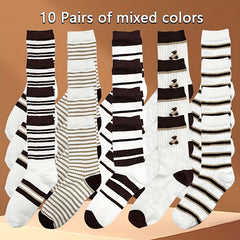 Striped Crew Socks Breathable & Comfy All match Women's Stockings