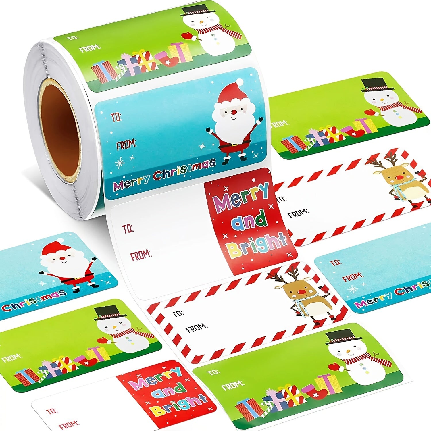 500pcs Santa Claus Stickers Self Adhesive Christmas Tags