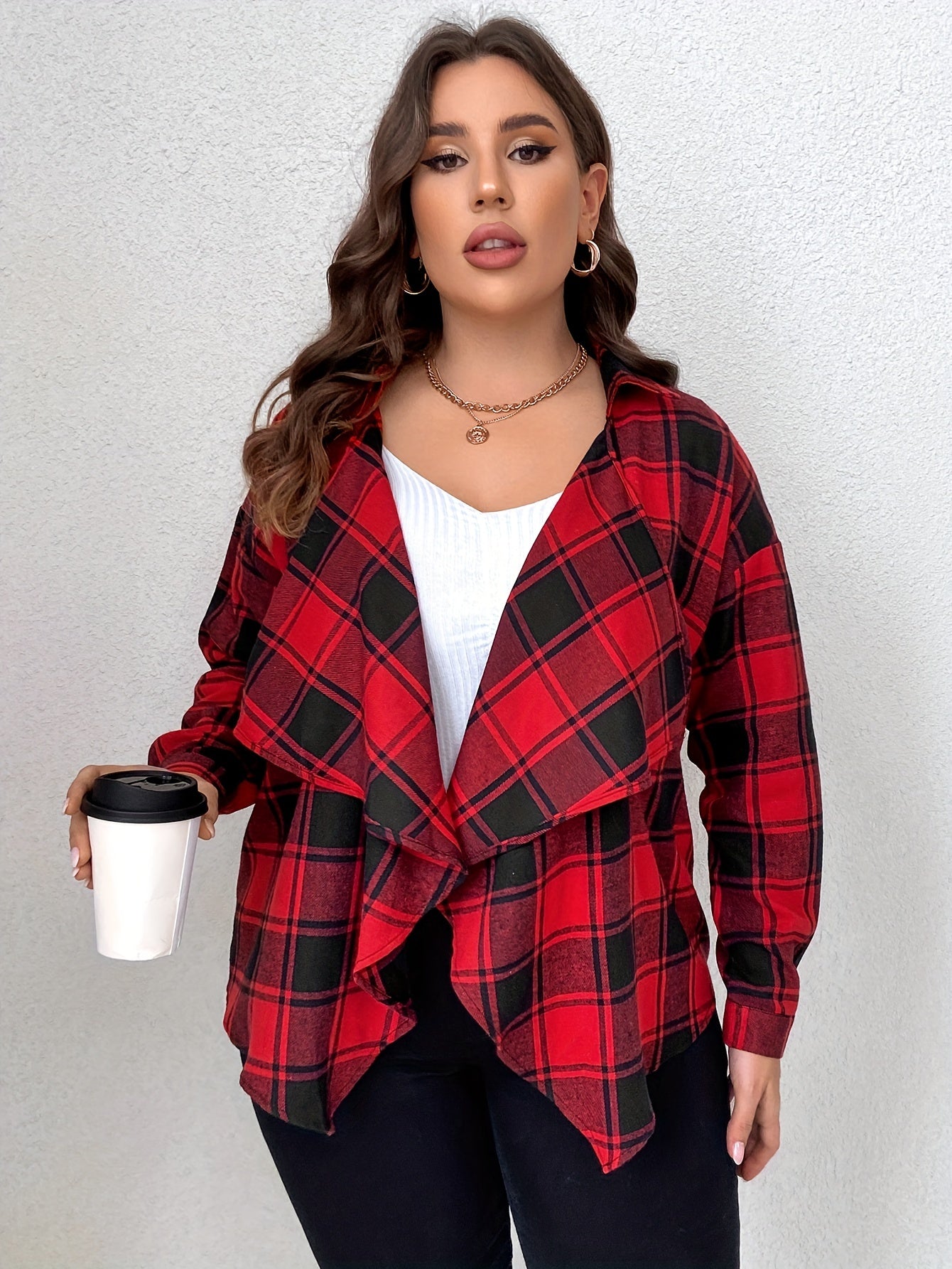  Gingham Print Cardigan