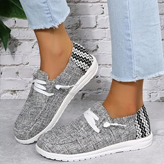 Women's Casual Lace Up Canvas Loafers Non Slip Walking Shoes