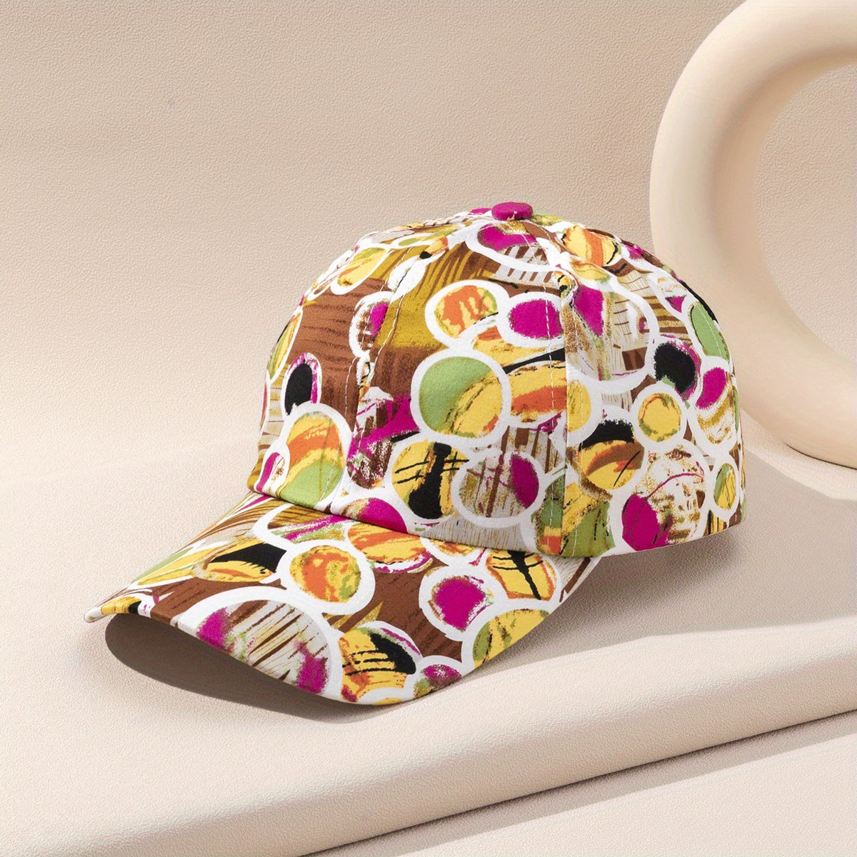 Circle Graffiti Printed Baseball Cap Adjustable Casual Sun Hat Unisex