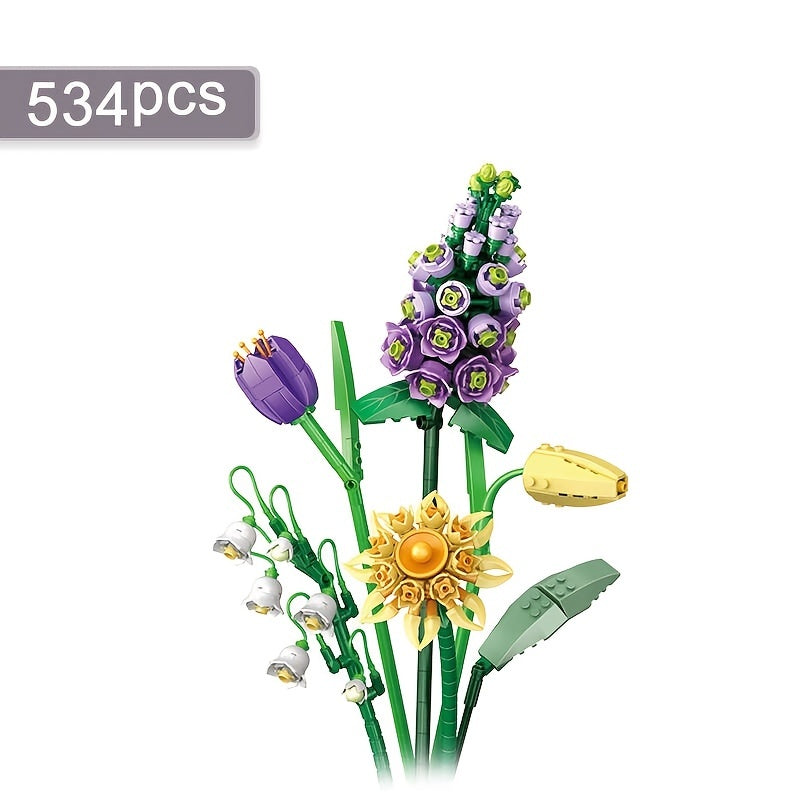 Mini Building Blocks Bouquet Set DIY Creative Building Blocks Plant Collection