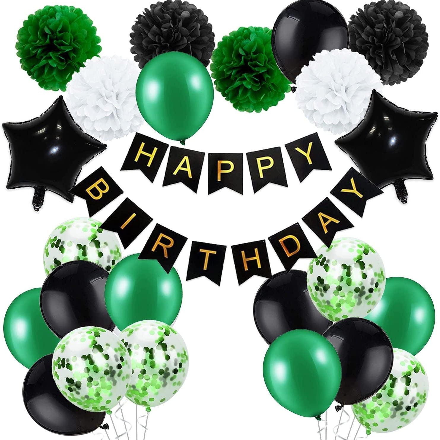 Birthday Banner Confetti & Balloons for Men Party Decoration Set