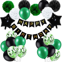 Birthday Banner Confetti & Balloons for Men Party Decoration Set