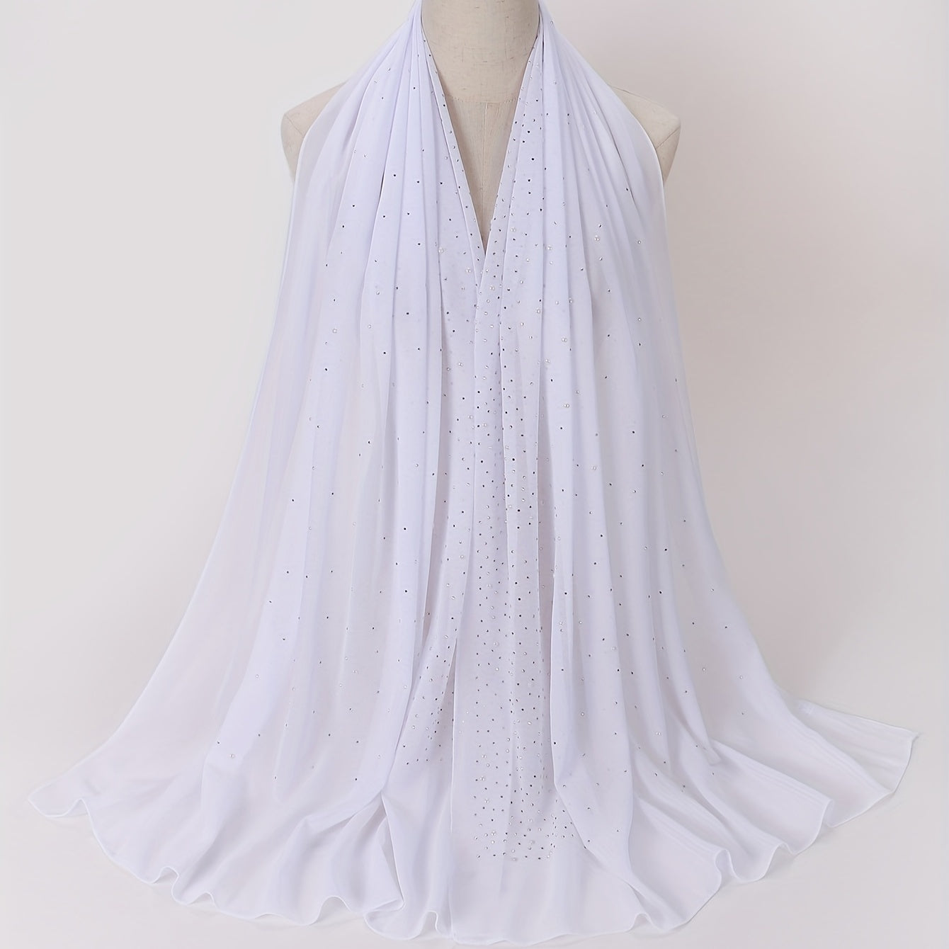 Rhinestone Hot Stamping Chiffon Scarf Solid Hijab Turban Classic Shawl