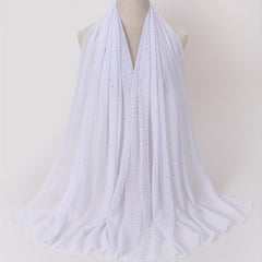 Rhinestone Hot Stamping Chiffon Scarf Solid Hijab Turban Classic Shawl