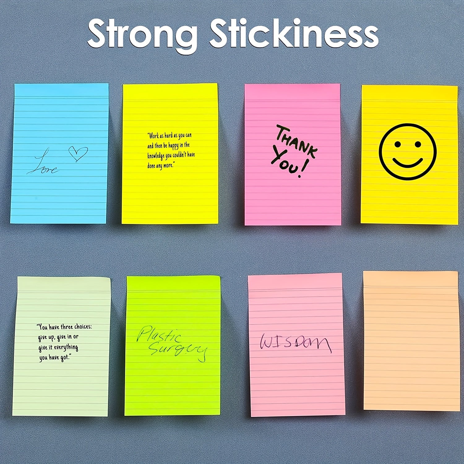 Bright Ruled Sticky Notes 8 Pads Pack 45 Sheets/pad