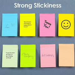 Bright Ruled Sticky Notes 8 Pads Pack 45 Sheets/pad