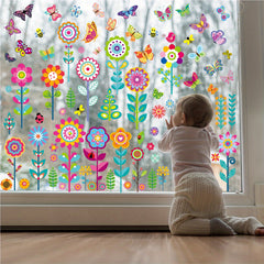 Flower Static Cling Butterfly Window Stickers for Home Decoration