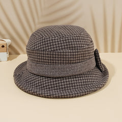 Casual Warm Bow Bucket Hat Fisherman Hat Cloche Hat