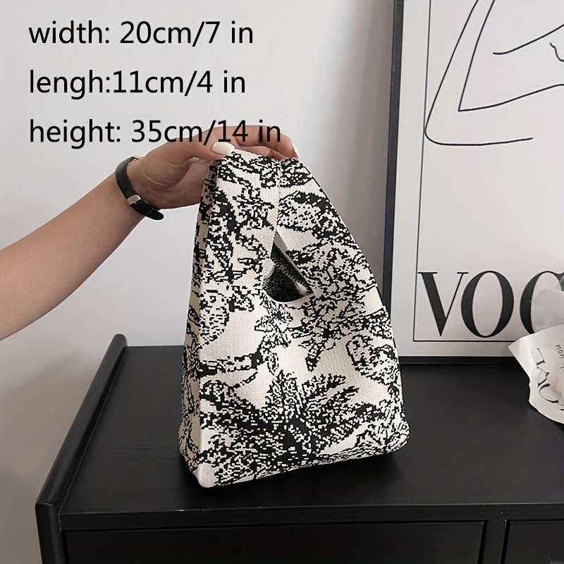 Flower Pattern Tote Handbag Crochet Bag