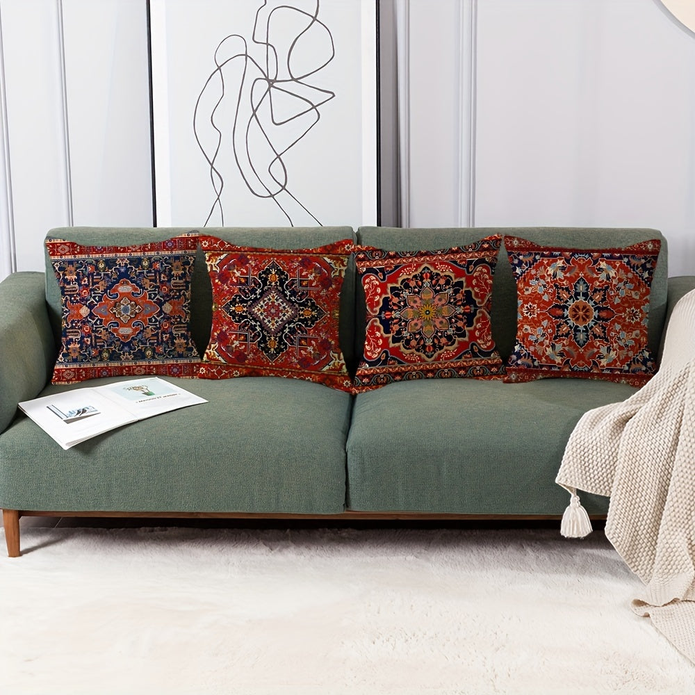 Bohemian Red Throw Pillow Case 100% Polyester 44x44