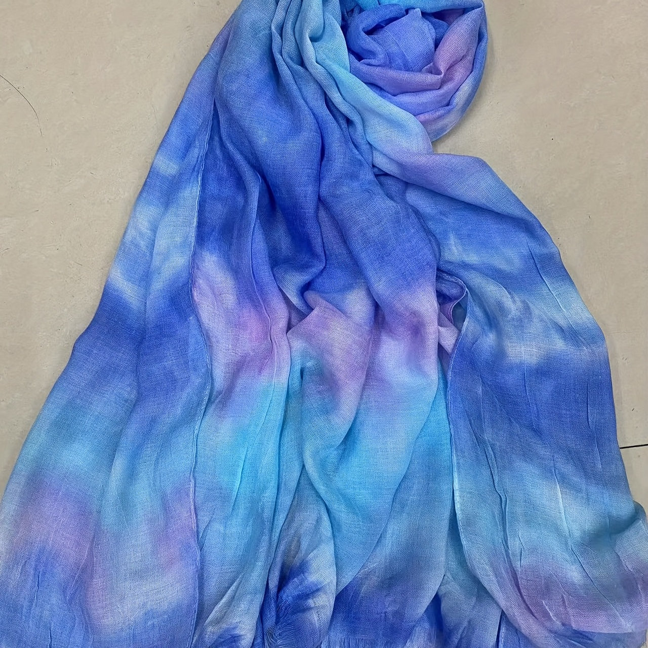 Gradient Tie Dye Scarf Vintage Printed Tassel Headwrap Casual Shawl