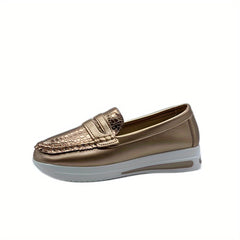 Women's Platform Slip-on Loafers Round Toe Soft Sole Shoes