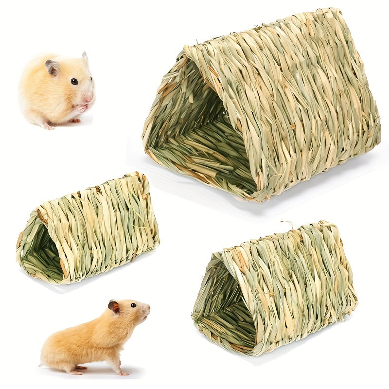 Straw Hand Woven Small Pet House Hamster Tunnel Toy