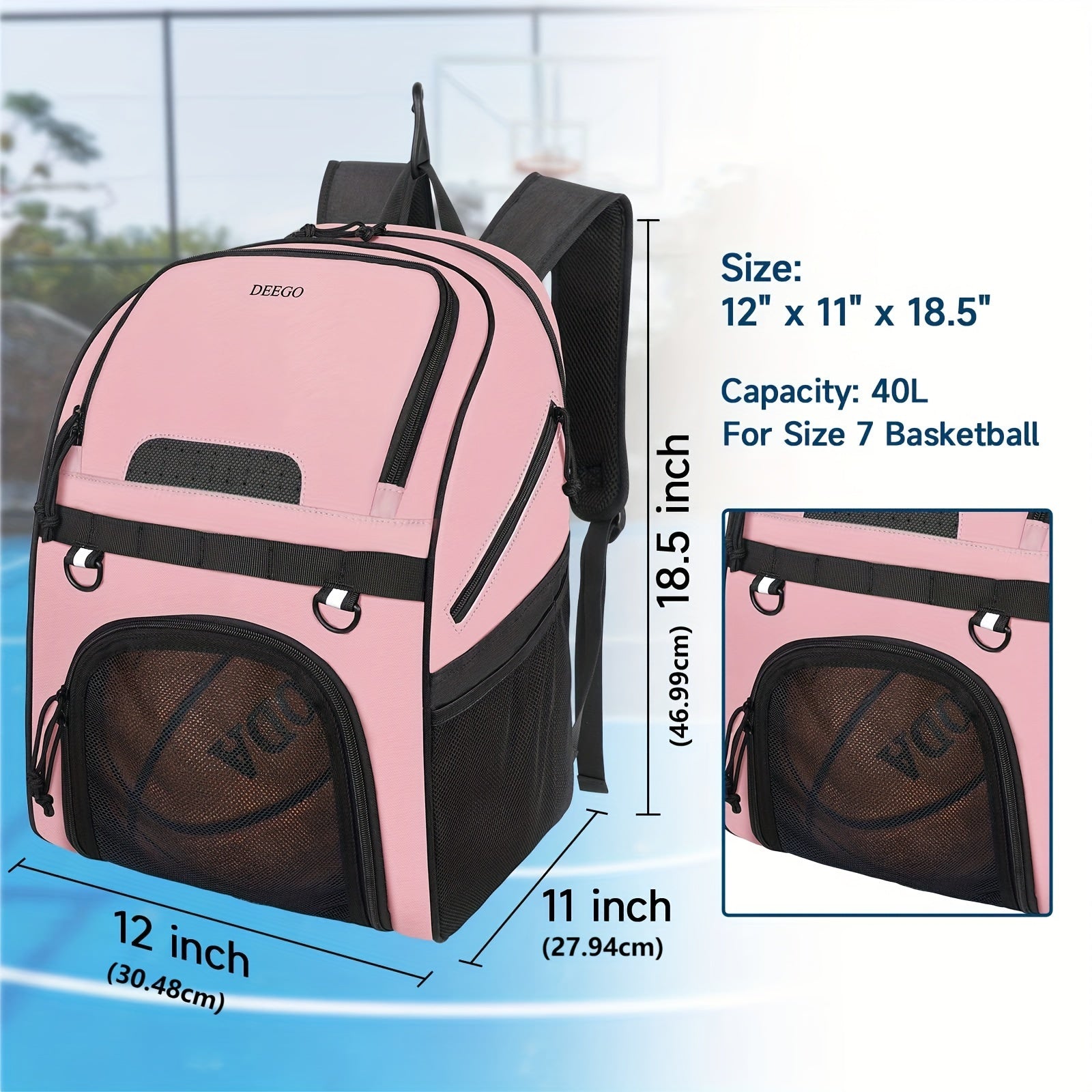 Large Capacity Basketball Backpack with Ball and Shoe Compartment
