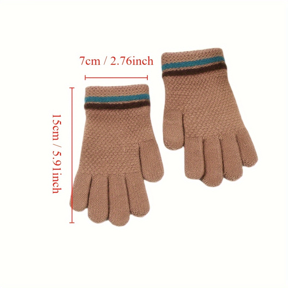 Kids Winter Knitted Gloves, Thick & Warm, 5-10 Years
