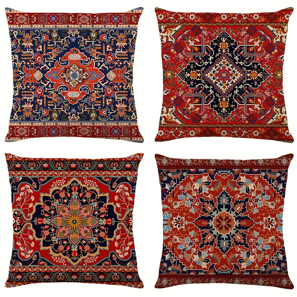 Bohemian Red Throw Pillow Case 100% Polyester 44x44
