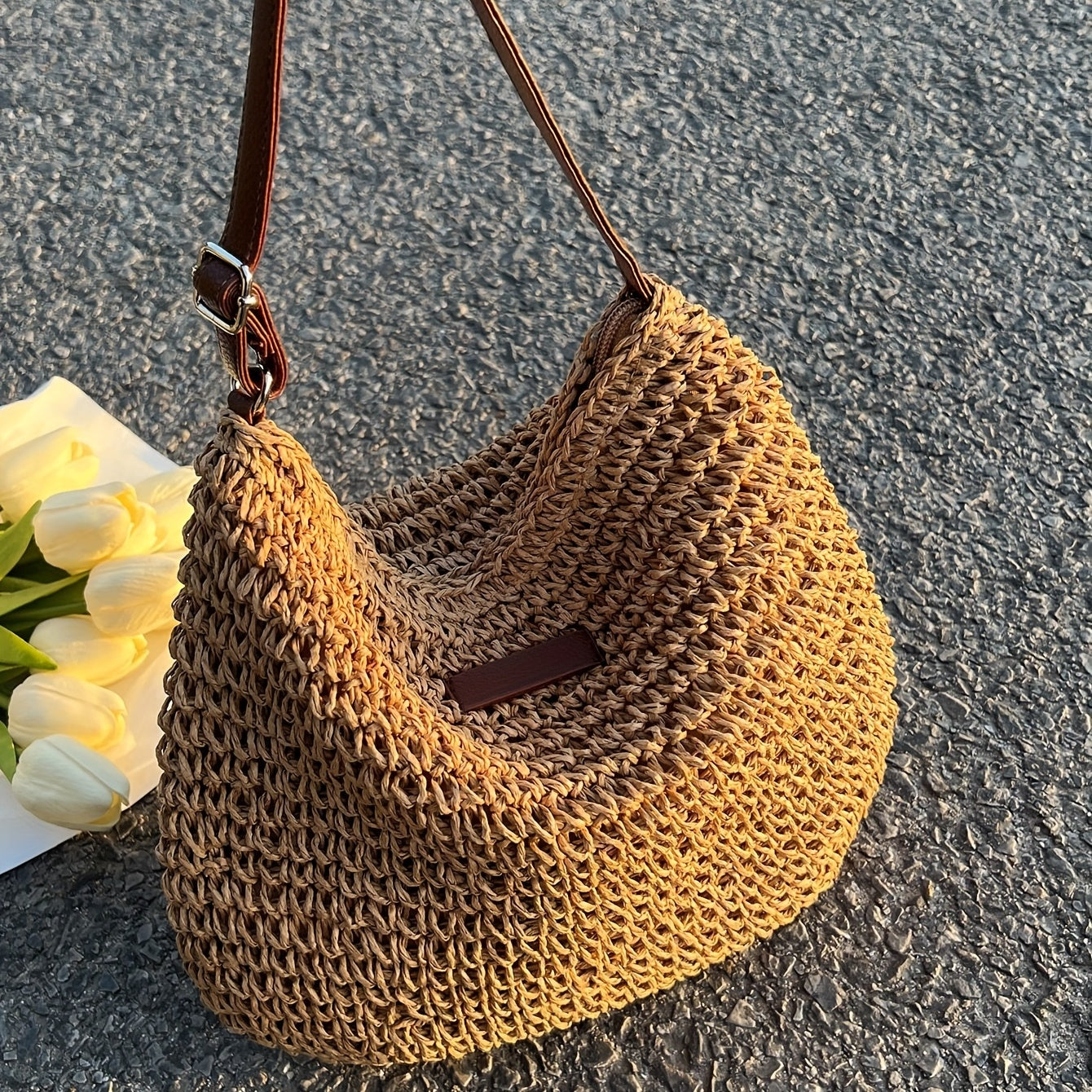 Casual Straw Crossbody Bag Braid Beach Bag