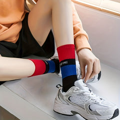 6 Pairs Letter Print Socks Breathable Sport Stockings
