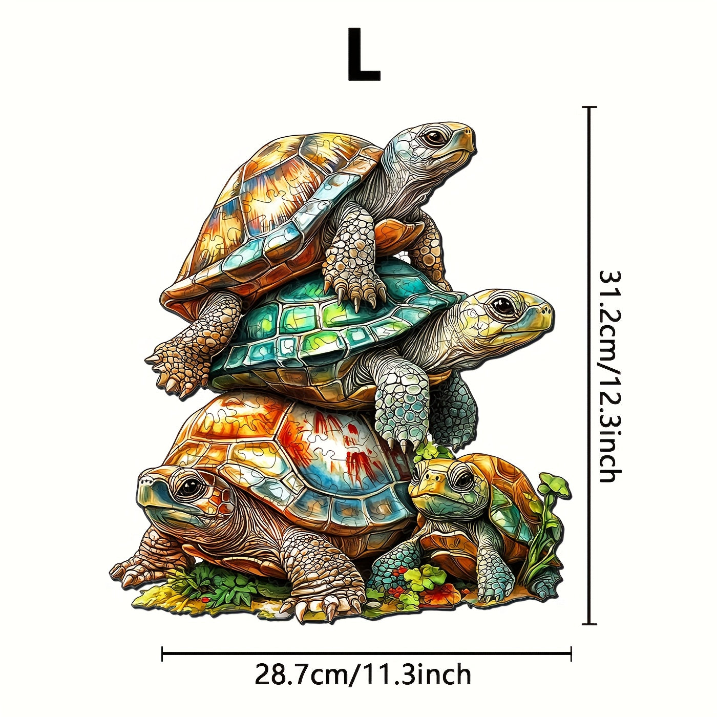 Wooden Turtle Stacking Puzzles with Artistic Animal Designs