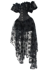 Gothic Jacquard Corset Bustier & Mesh Skirt Set