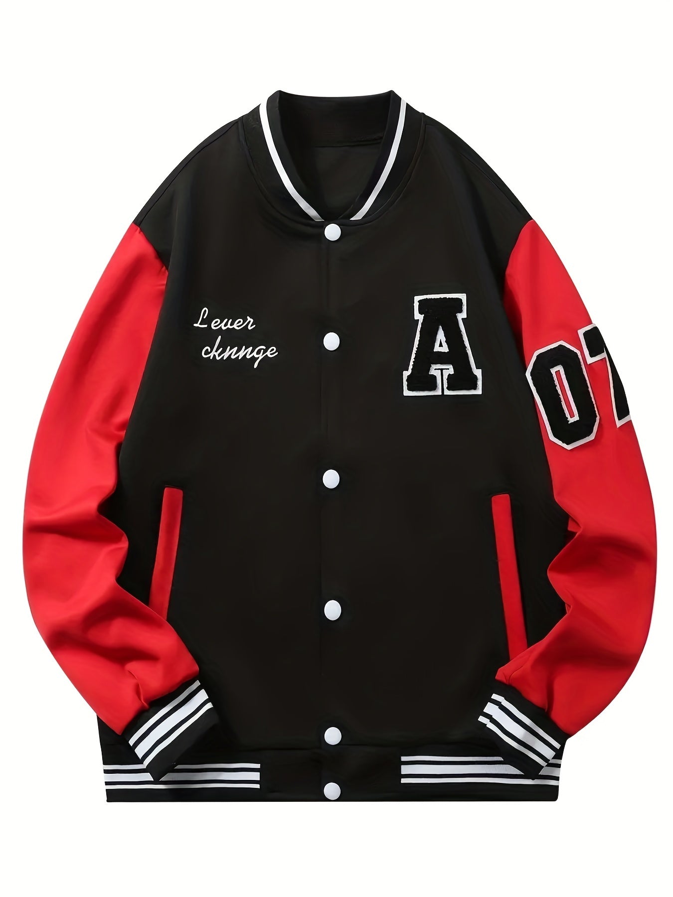 Chenille Embroidery Varsity Jacket Men's Casual Baseball Windbreaker Coat