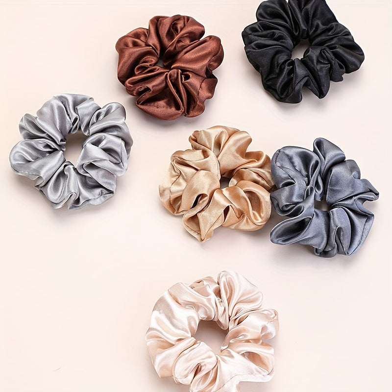 12pcs Mixed Satin Hair Tie Elastic Scrunchie Hair Rope Accessory