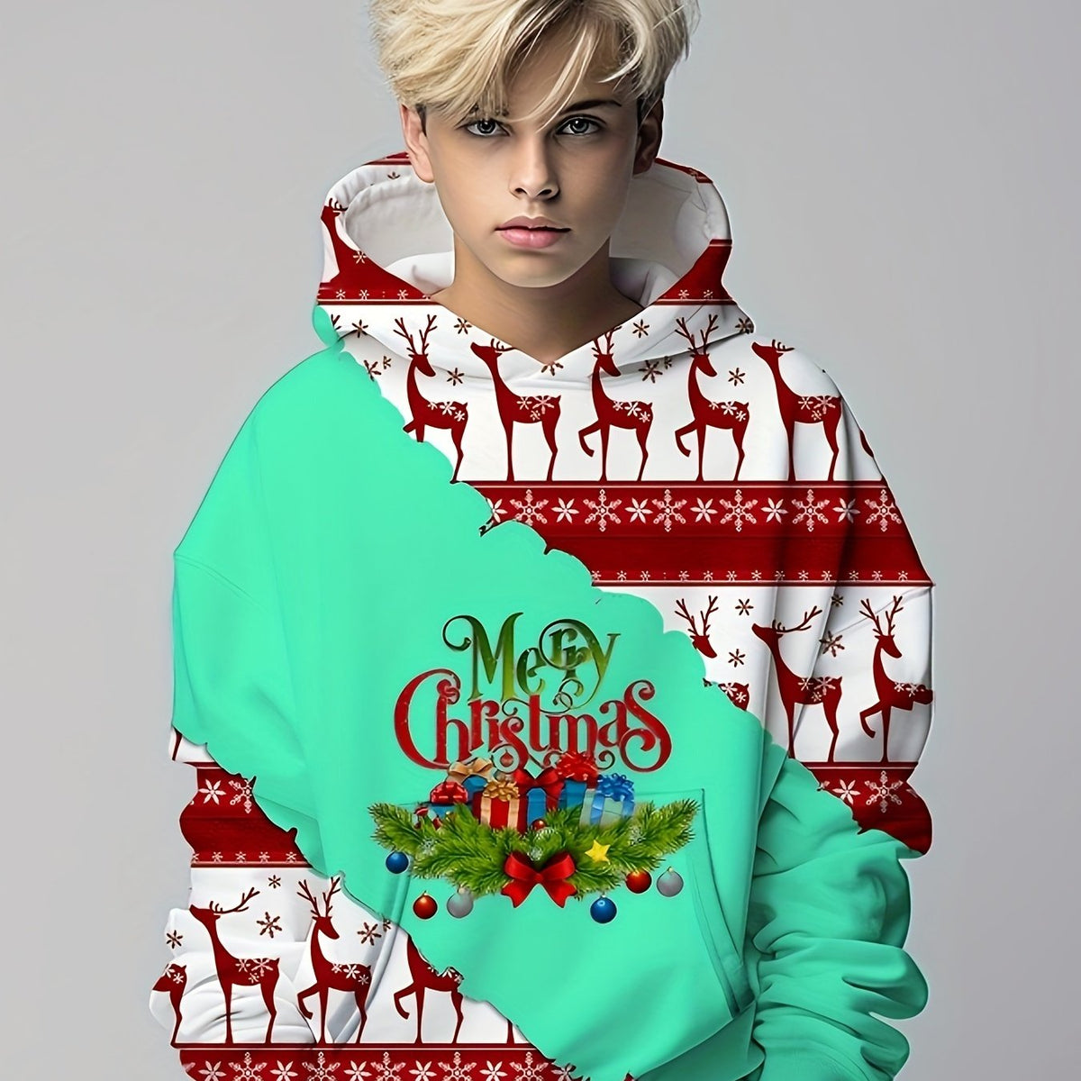 Christmas Kids Hoodie Pullover Long Sleeve Top Boy's Clothes