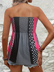 Geometric Colorblock Tube Top Sleeveless Summer Top