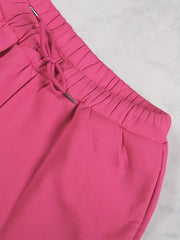  Solid Long Sleeve Hoodie & Shorts 2 Piece Set